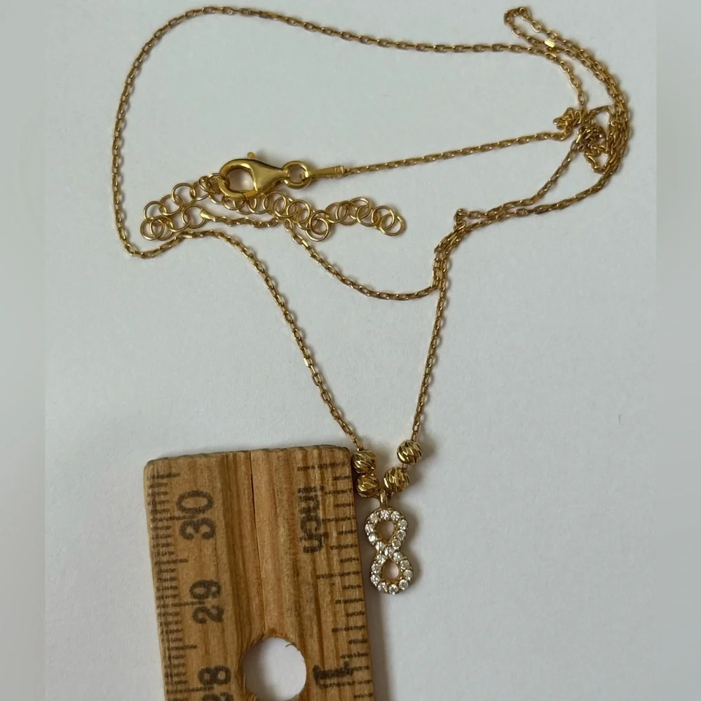 925 Silver infinity necklace 18k yellow gold plated
